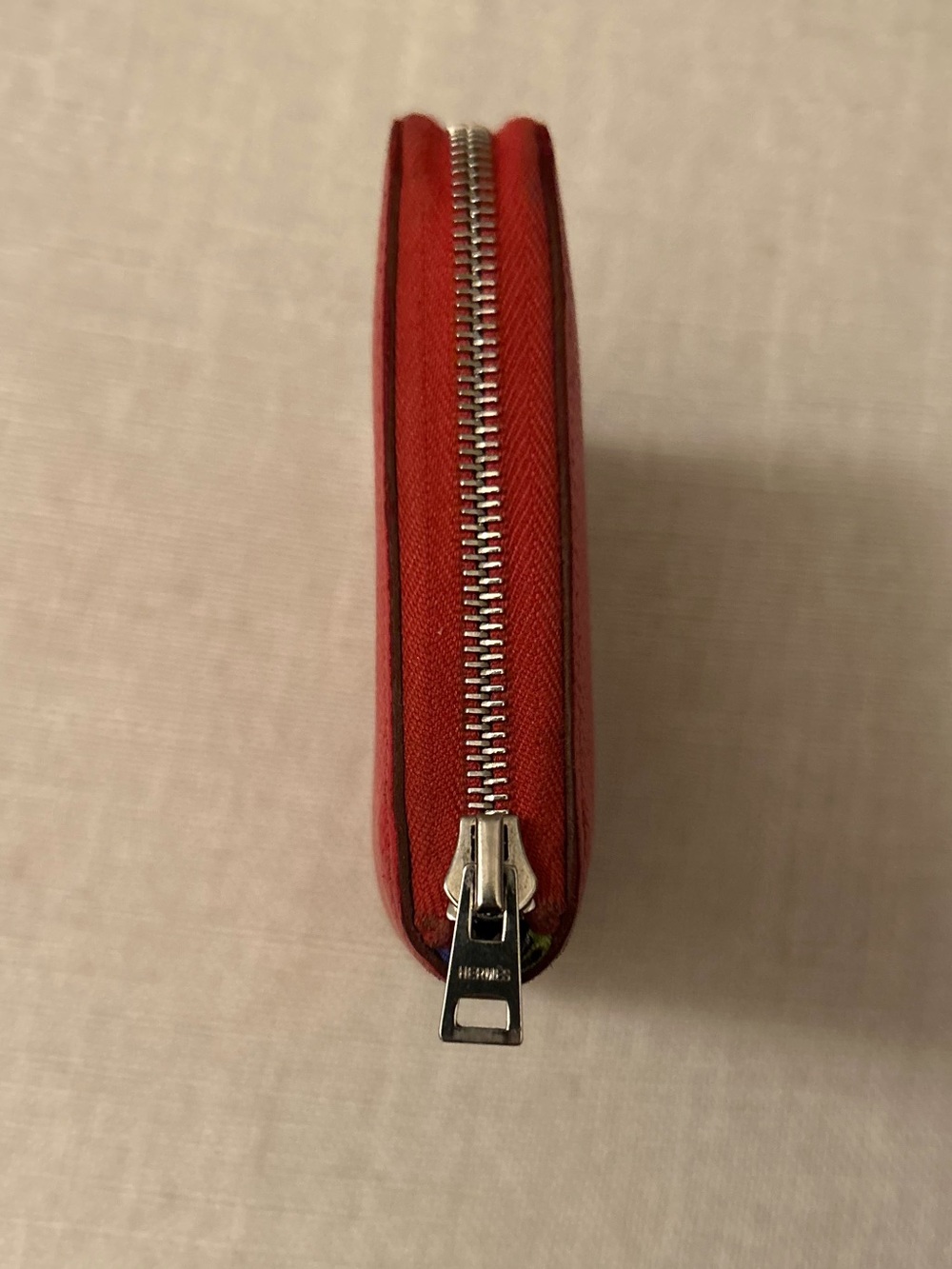 Hermes Little Red Wallet Colorful Print w/ Striped Leather Wallet - Picture 8 of 15